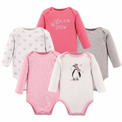 Hudson Baby Long-Sleeve Bodysuits 5-Pack Girl Penguin • $17.99