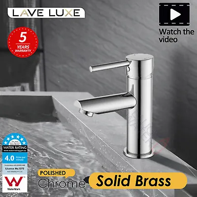 Bathroom Sink Basin Flick Mixer Tap Vanity Faucet Brass Chrome Round Spout WELS • $51.41
