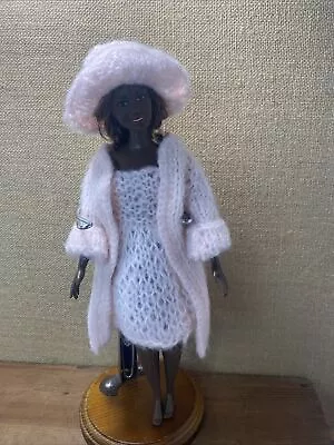 Vintage Barbie Doll Hand Made Crochet Dress 1960s Dress Over Coat And Hat • $14