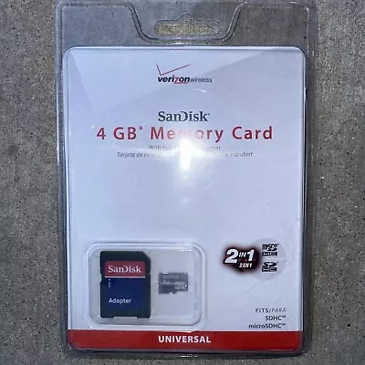 SanDisk MicroSDHC Card With Adapter 4GB ~ *NEW* Verizon Wireless • $10