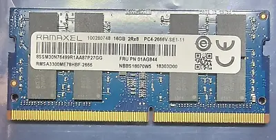 Ramaxel PC4-21300 PC4 2666V 16GB 1X16GB DDR4 2RX8 2666MHz 260pin Laptop Memory • £29.99