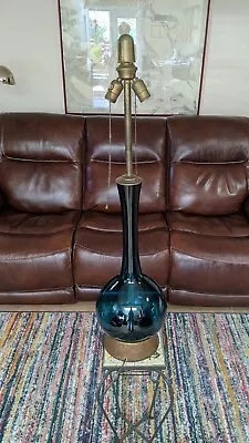 Tall Long Neck Teardrop Ocean Color Vintage Murano Glass Table Lamp Rare • $450