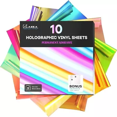 10-Pack Holographic Colour-changing Vinyl Sheets 12”x12” With Transfer Sheet • £9.99