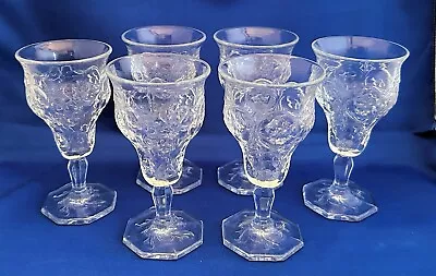 EARLY McKEE SET Of 6 EAPG ROCK CRYSTAL FOOTED 3 Oz WINE GOBLETS 4.75  TALL • $30