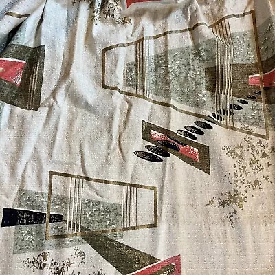 $149.90 • Buy Vintage Mid Century Modern Atomic 4 Curtain Panels Textured Cotton Barkcloth