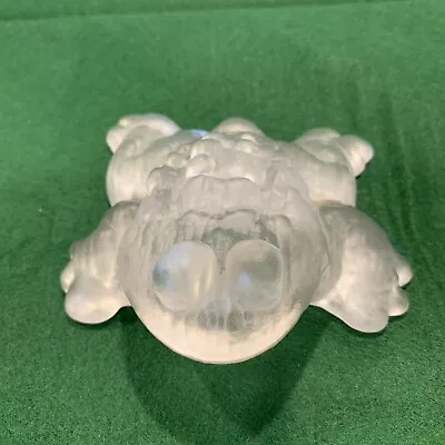 Vintage Frosted Glass Frog Hadeland Norway Crystal Paperweight Toad Figurine • $18