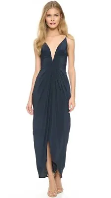 Zimmermann Silk V Tuck Dress In French Navy Size 1 Au/uk 10 Us 6 • $350