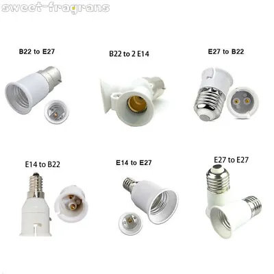 E27 E14 B22 To B22 E27 2E14 Round Bulb Extender Socket Adapter Lamp Holder • £2.62