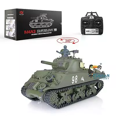 US Stock Heng Long 1/16 7.0 Plastic Version M4A3 Sherman 3898 RTR 2.4G RC Tank • $107.90