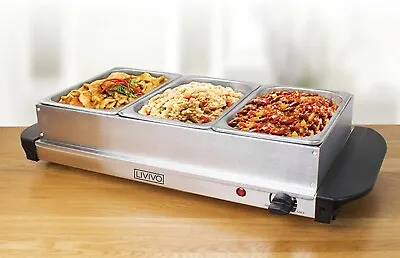 £24.99 • Buy Electric Buffet Server 3 Tray Food Hotplate Warmer 3 Large Multicooker Barbeque