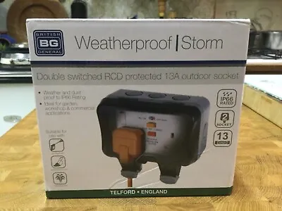 £9.99 • Buy BG Weatherproof Storm Double Switched RCD Protected 13A Outdoor Socket (IP66)