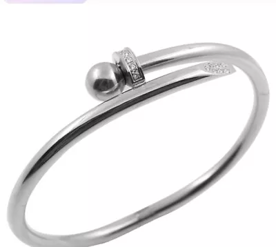 Silver  Stainless Steel Fashion Nail Bracelet- The Deshae • $25