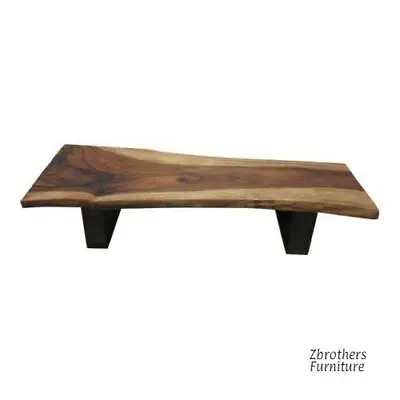 Vintage Custom Made Huge Free Form Live Edge Walnut Steel Coffee Reclaimed Table • $1871.10