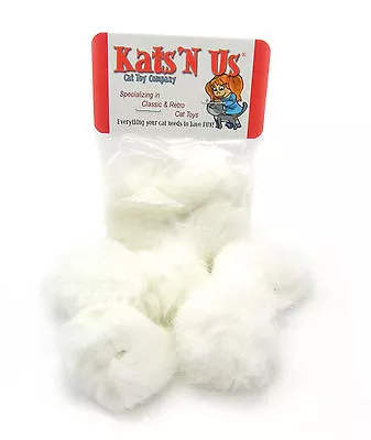 Rabbit Fur Pom Pom Ball Cat Toy 10 Pak  - Solid White • $12.99