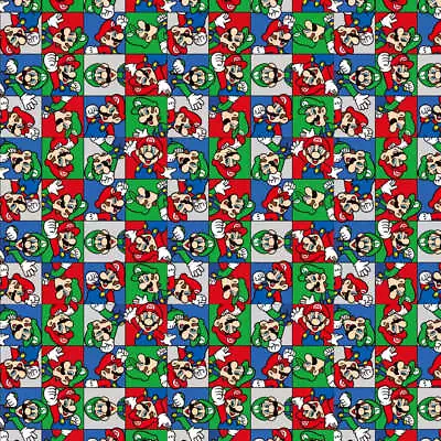 Mario Bros. Character Grid Cotton Fabric • $11.24