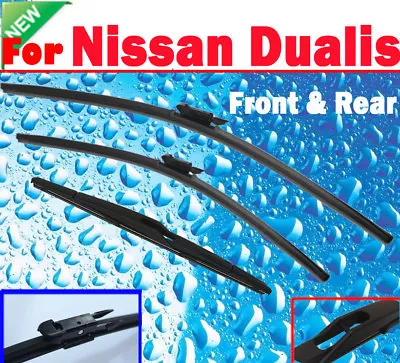 Pair Front Frameless Windscreen Wiper Blade + Rear For NISSAN DUALIS 2007-2016 • $35.90