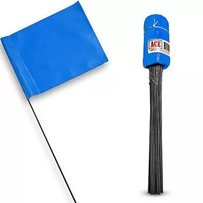 Blue Marking Flags 100 Pack - 4x5-Inch Marker Flags - 15-Inch Wire - Small Ya... • $21.99