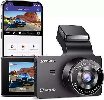 4K Dash Cam AZDOME WiFi WDR Car DVR G-Sensor APP 24-hour Parking Monitoring • $31.99