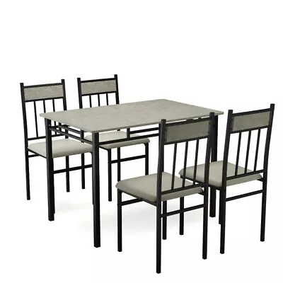 5 Pieces Faux Marble Dining Set Chairs Table For Kitchen / Restaurant Legs Metal • $178.97