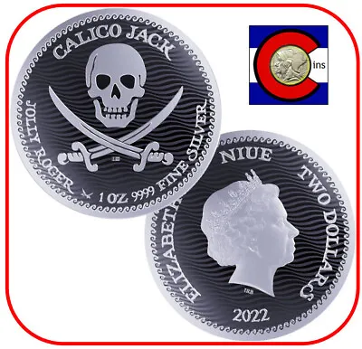 2022 Niue Calico Jack - Jolly Roger Series - 1 Oz Silver BU Coin In Capsule • $44.95