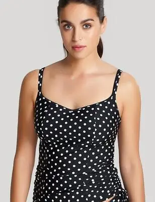 Womens Swimwear Tankini Bikini Panache Anya Spot Tankini Top SW1011 Black/White • £25.95