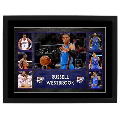 $79 • Buy Russell Westbrook Thunder Signed Framed Poster George Basketball Memorabilia