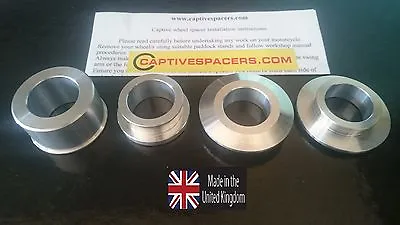 Kawasaki ZX10 ZX10R 2006- 2010 Superbike Captive Wheel Spacers. Silver. • £34