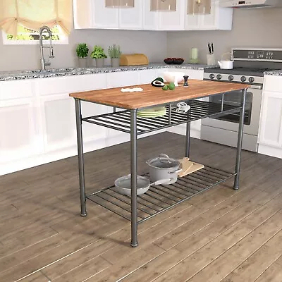 Karadigan Kitchen Island Storage Engineered Wood & Iron Spacious Countertop • £85