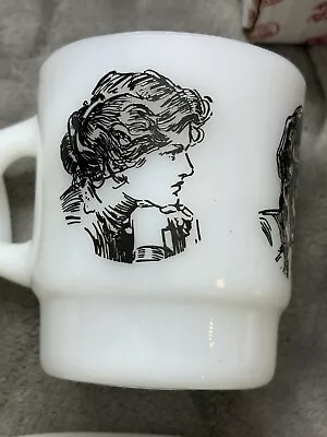 Vintage Fire King C D Gibson Milk Glass Coffee Mug Anchor Hocking  Free Shipping • $16.99