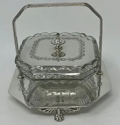 £95 • Buy Victorian Silver Plated And Glass Butter Dish