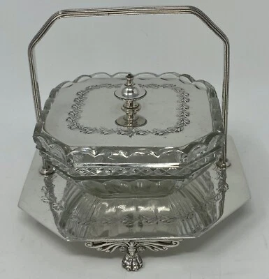 £95 • Buy Victorian Silver Plated And Glass Butter Dish