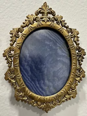 Vintage Brass Picture Frame With Bow Oval Ornate Made In Italy • $5.50