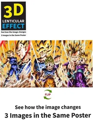 GokuVegetagohan-3D Lenticular Effect- Anime Dragon Ball Z Poster • $15.99