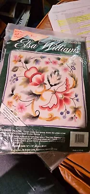 Lovely Elsa Williams Vintage Crewel Kit: Canterbury Pillow Jacobean Style. . • $10