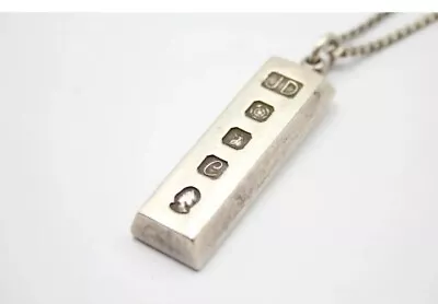 £25.40 • Buy 925 Sterling Silver Ingot Necklace Hallmarked Sheffield 1977 Jubilee (37g)