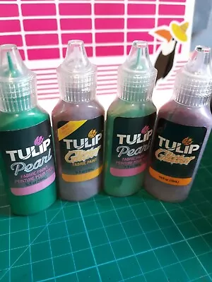 £3.99 • Buy  4 Tulip Glass Fabric Paint Textile T Shirt 3D Pens Paints Copper Glitter,green