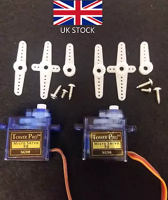 £5.50 • Buy 2PCS Of SG90 9g Micro Servo Motor For RC Airplane,Robotics,Car,Boat,Arduino,Rasp