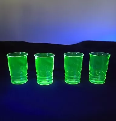 Vintage Green Uranium Vaseline Shot Glasses Set Of 4 • $37