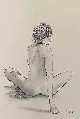 FEMALE NUDE  21x29 CM CHARCOAL AND INK  ON PAPERORIGINAL  DRAWING.NOT A PRINT • £19