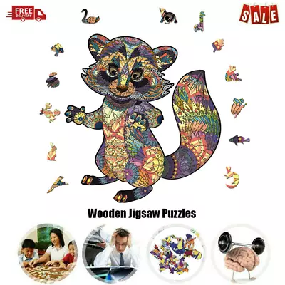 Raccoon Creative Wooden Jigsaw Puzzles Shape Jigsaw Pieces Kids Educational Toys • $21.98