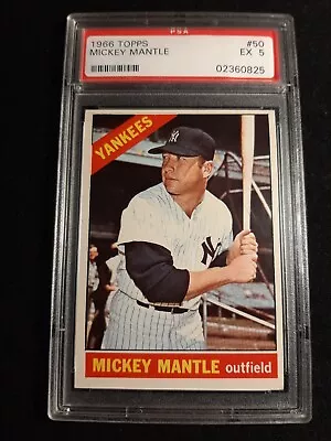 1966 Topps Mickey Mantle #50 PSA EX 5 • $399