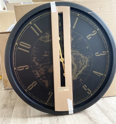 £36.60 • Buy NEXT Wall Clock Metallic Gold World Map Print/home Decorative Clock Art RRP£60