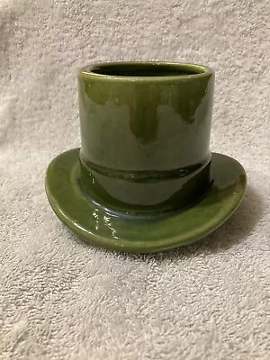 Vintage Green Haeger Pottery Vase #383 MCM Glossy Leprechaun Hat? Top Hat. • $24.99