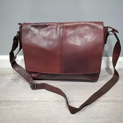 Leather Briefcase Bag Dark Brown Messenger Office Laptop Carrier Made In India • $34
