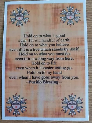 Native American Indian Laminated A6 Pueblo Prayer Saying Blessing • £1.25