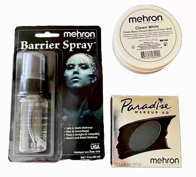 Mehron Makeup Bundle - Clown White Black & Barrier Spray • $19.99