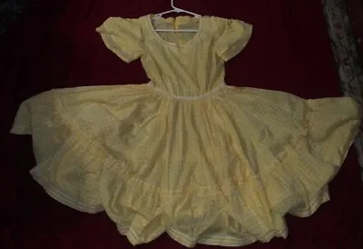 Yellow White Plaid Gingham Dress Full Skirt Fit & Flare Party Square Dance • $25.99