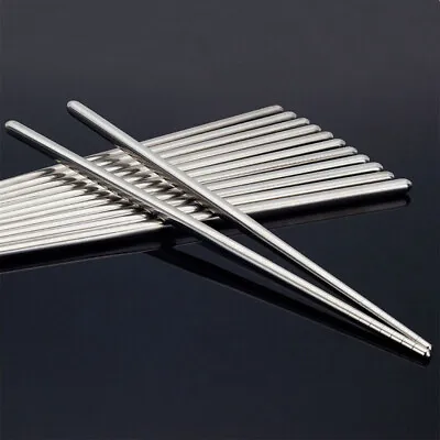 1 Pair Reusable Long Chopsticks Metal Korean Chinese Stainless Steel Chopsticks • $1.46