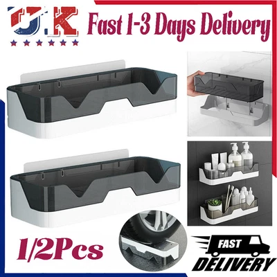 £7.98 • Buy 2x Bathroom Shelves Wall Storage Holder Shower Caddy Kitchen Tidy Organizer Rack