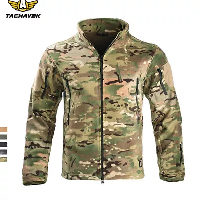 Men's Fleece Jackets Military Camo Tactical Combat Outdoor Windproof Casual Coat • $52.99